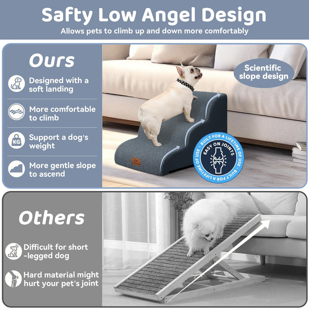 Dark Grey 3 Steps Nonslip Dog Ramp and Stairs C55980