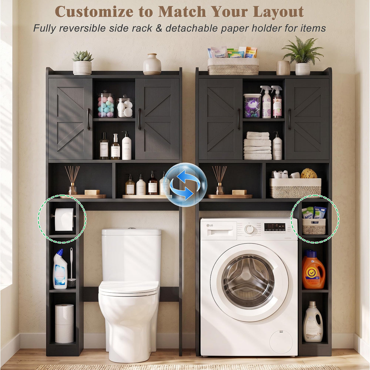 Over The Toilet Storage Cabinet with Barn Door E8077