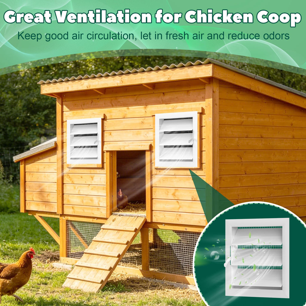 Adjustable Aluminum Alloy Chicken Coop Vent with Screen Mesh Y5273