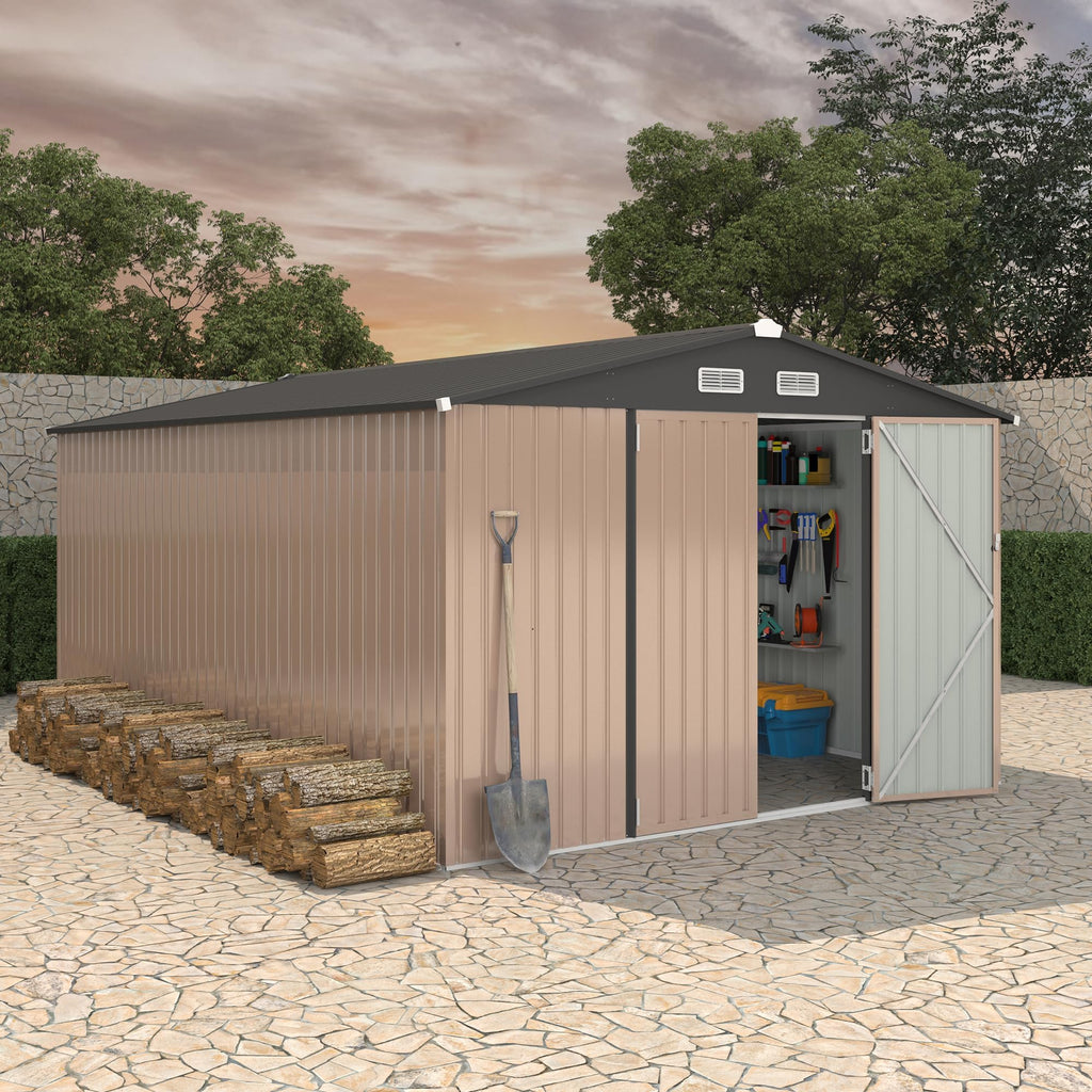 10X14 Ft Galvanized Steel Metal Storage Shed Y362