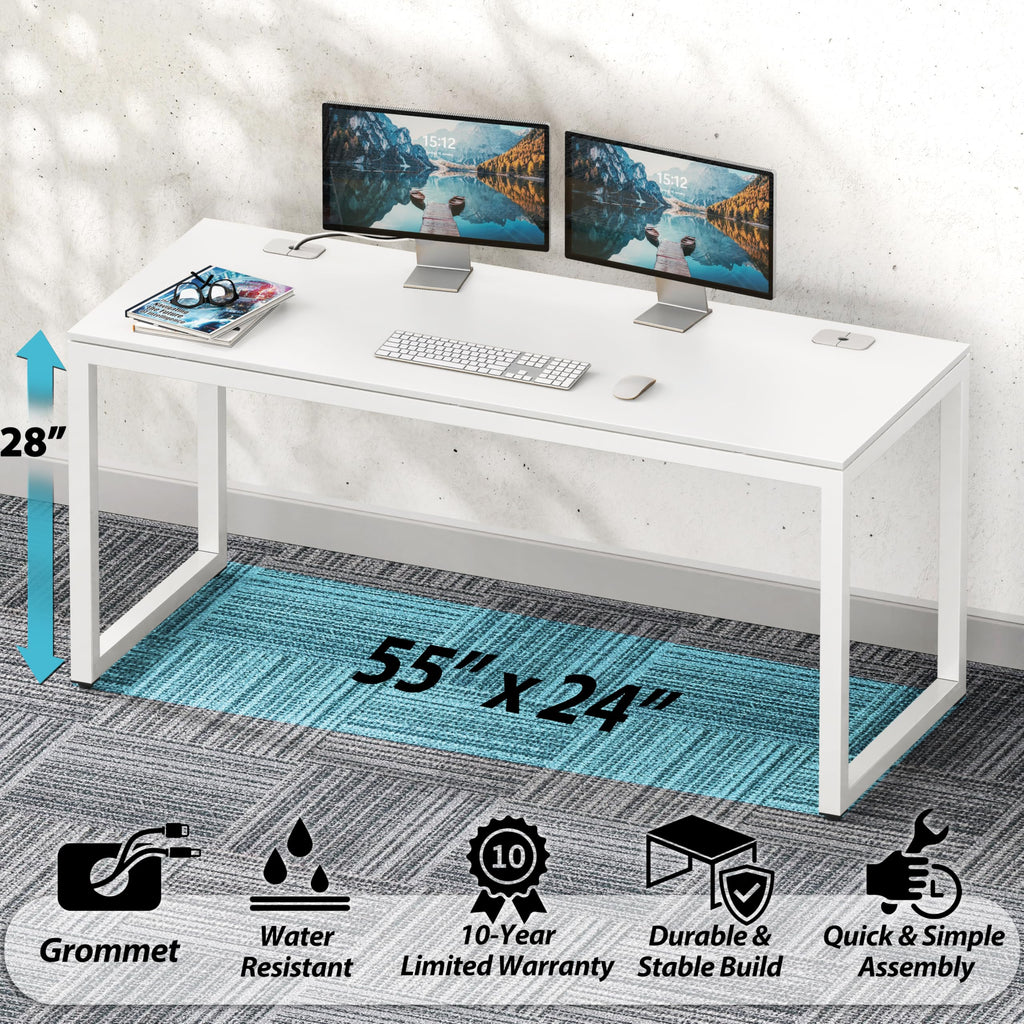55-Inch White Office Computer Desk Z816