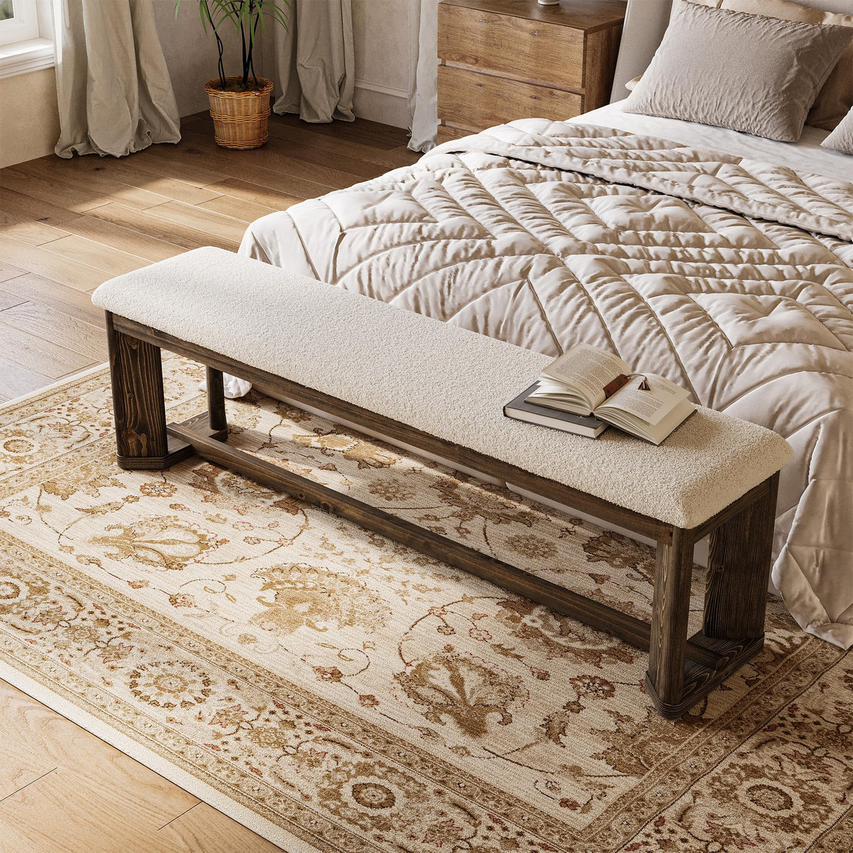 Upholstered Bench with Cushion P4292