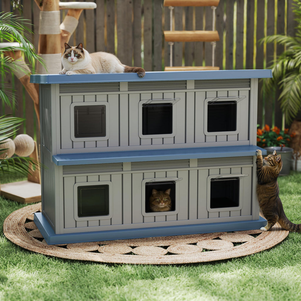 Resin Double-Decker Outdoor Cat House H379