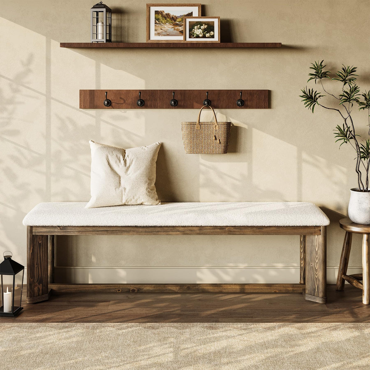 Upholstered Bench with Cushion P4292
