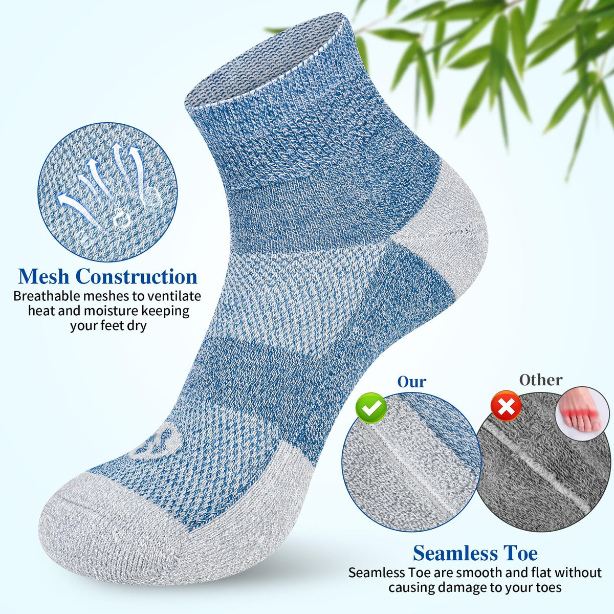 Diabetic Socks for Men, 12 Pairs Ankle & Low Cut Size 9-15 D71131