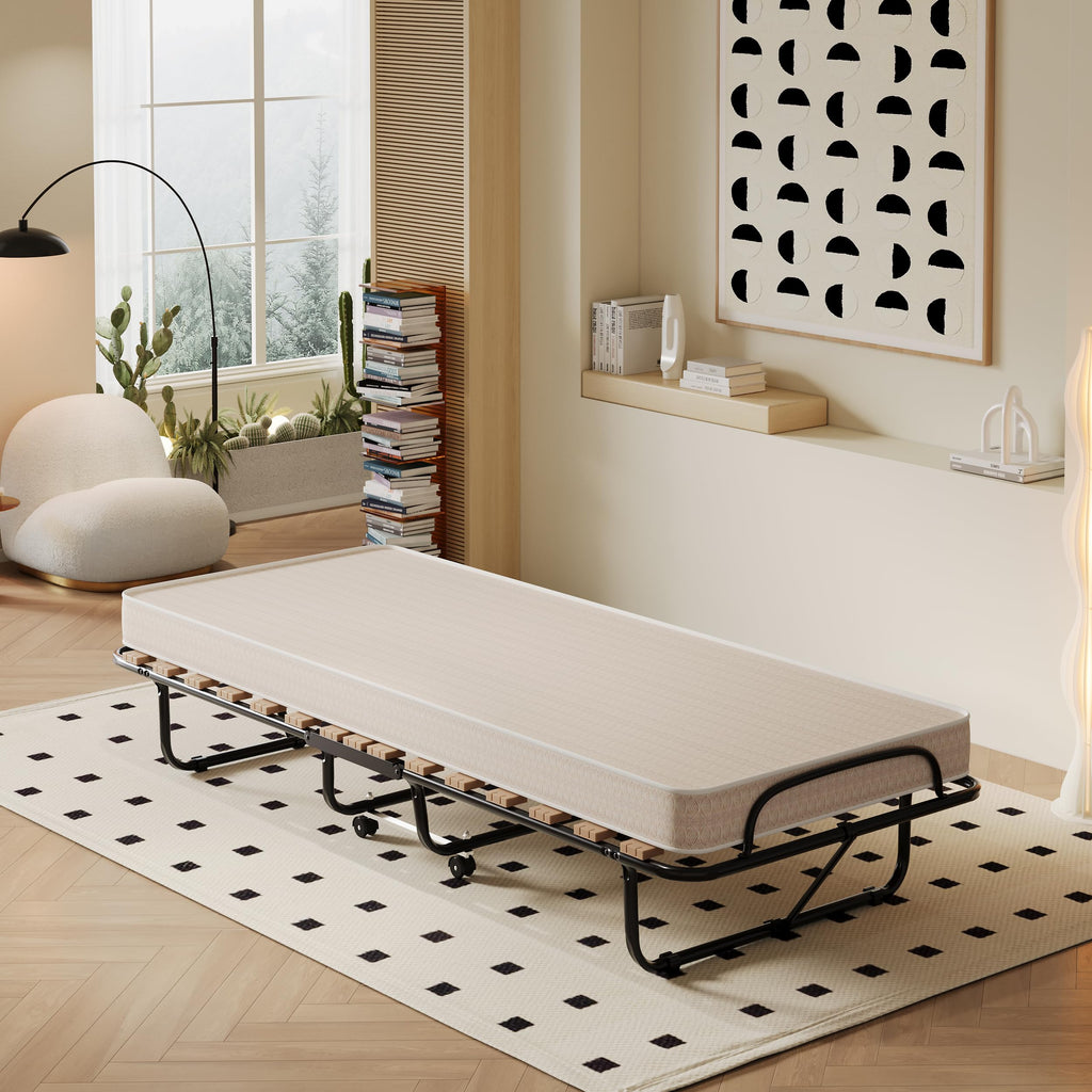 Folding Bed with 4 Inch Memory Foam Mattress Metal Frame V9997