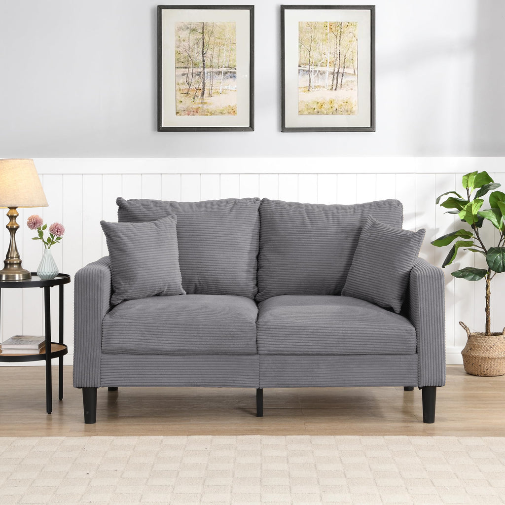Light Gray 2-seat Upholstered Sofa with 2 Pillows B82577