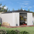 10' x 14' White Waterproof Metal Outdoor Storage Shed V88256